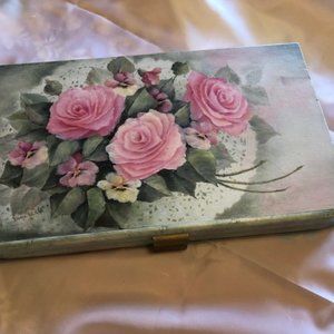 Vintage Hand Painted Watercolor Jewelry Box